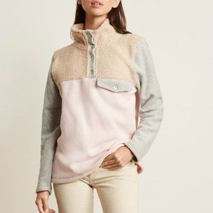 DONNI Tri-Mini Sherpa Pullover - Pink/Creme/Heather - Size XS - NWT - RARE